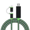 2 In 1 Multi 3Ft Visible Moving Flowing LED Light USB Charging Micro Data Charger Cable Cord With Light For iPhone For Samsung