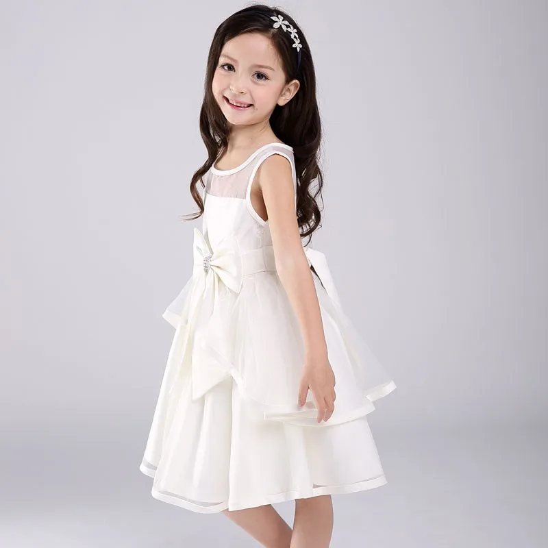 Net Frock Designs For Kids Princess Girls Party Dress White Big Bow ...