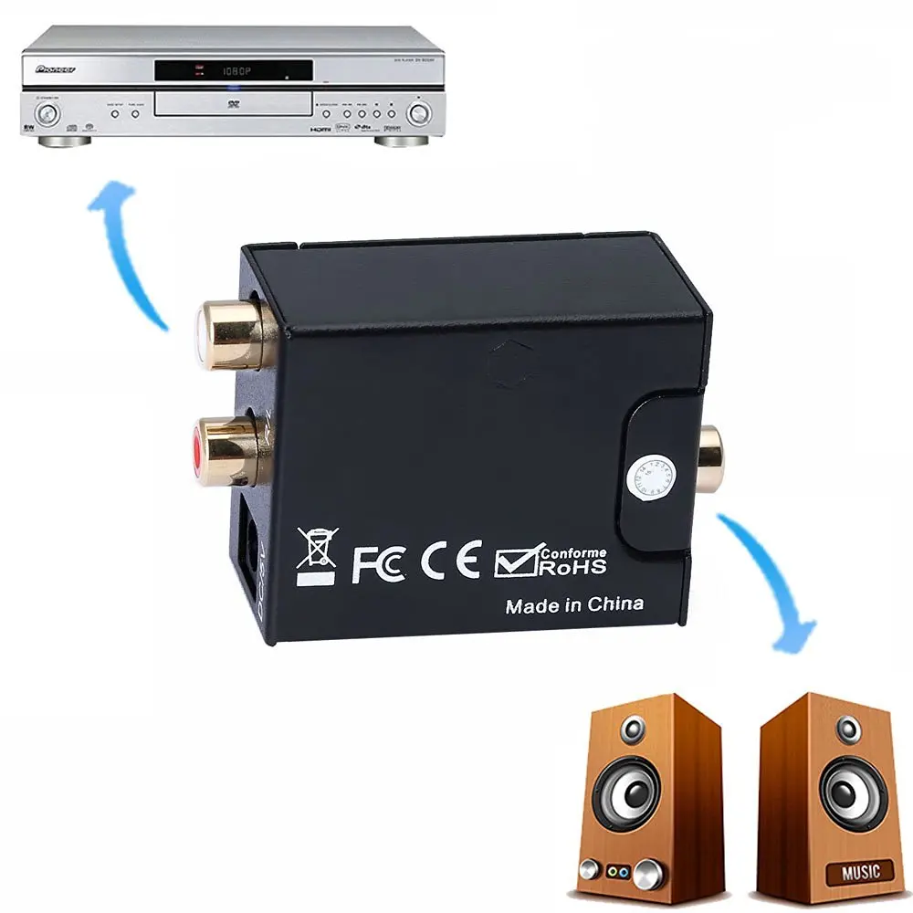 Get Quotations · Digital Optical RCA Toslink Coaxial to Analog (L/R) Audio  Converter With DC