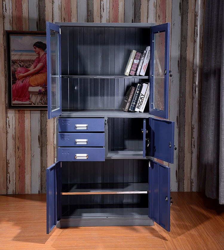 Multifunction Design Knock Down Iron Glass Door Office Cupboard Buy