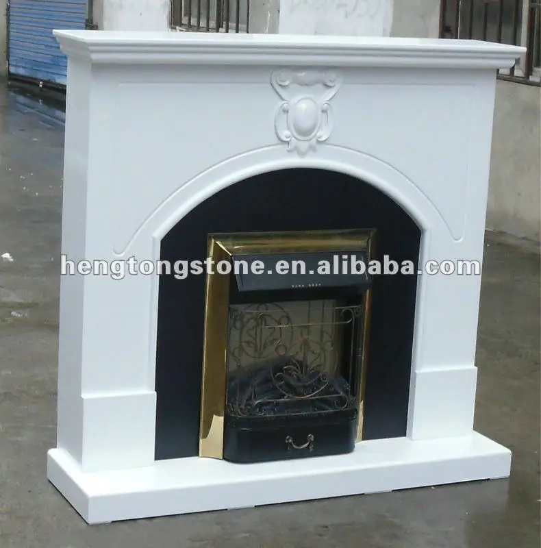 Natural Simple French Style White Marble Arch Fireplace Mantel