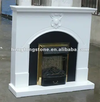 Natural Simple French Style White Marble Arch Fireplace Mantel