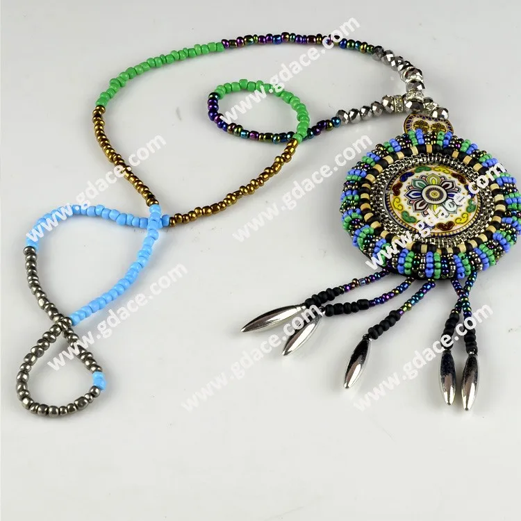 bohemian necklace beaded necklace