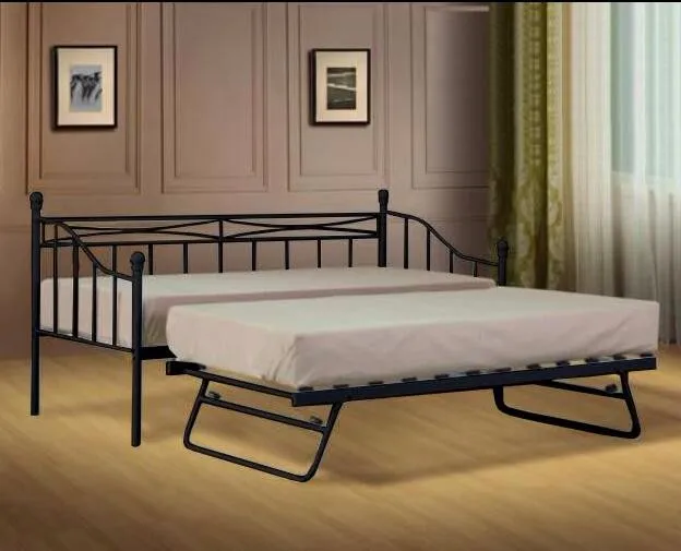 Modern Cheap Metal Frame Wrought Iron Sofa Day Bed With Trundle Bed Y