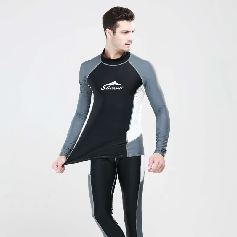 Wholesale SBART two-piece diving suit sunscreen swimsuit long sleeve beachwear mma rashguards for men