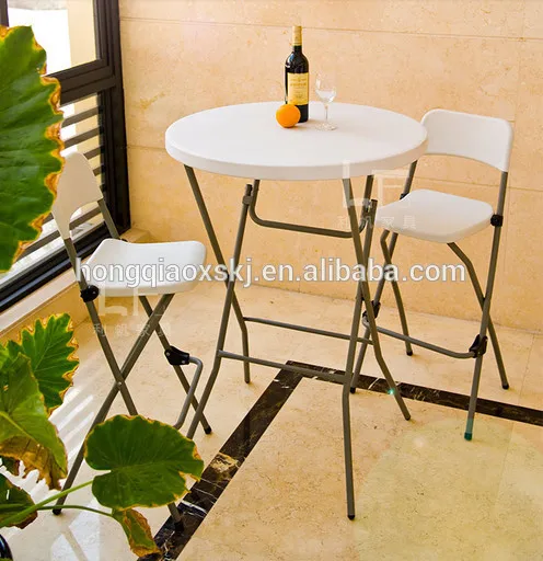 Outdoor Blow Mold Plastic Folding Round High Top Bar Table With ... - Outdoor blow mold plastic folding round high top bar table with chair  attached