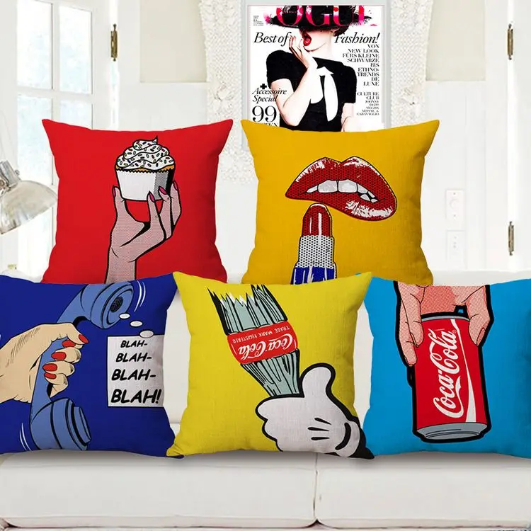Modern Pop Art Lips Printed Cotton Flax Pillow Home Decoration