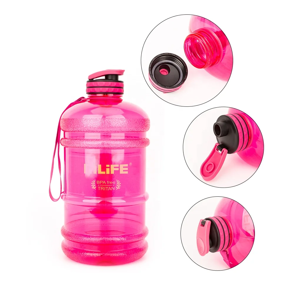 Half Gallon 2.2l Big Portable Bpa Free Glass Gym Sports Water Bottle
