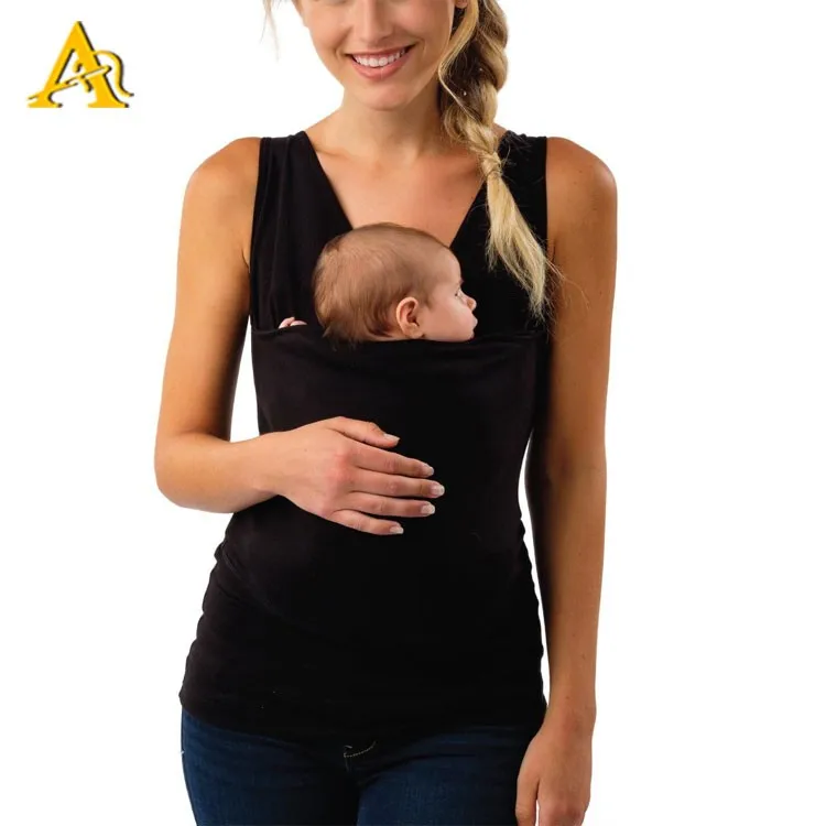 Zidao Womens Maternity Kangaroo T-Shirt,Wrap Skin-to-Skin Kangaroo Care Shirts Damen Baby in Der Tasche T-Shirt Top Oberteil Für Schwangere,Grau,S