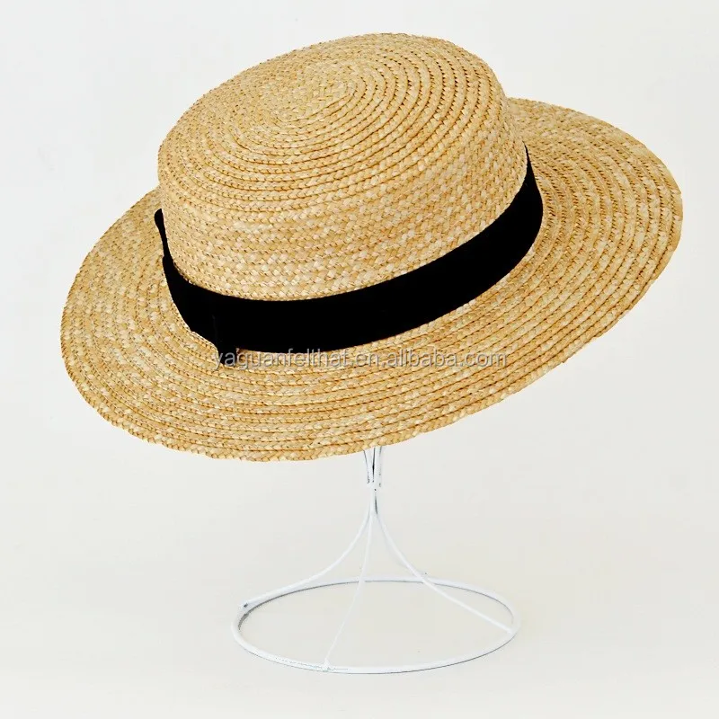 Wheat Braid Straw Sun Beach Hats,Flat Top Wide Brim Lady Paper Straw ...