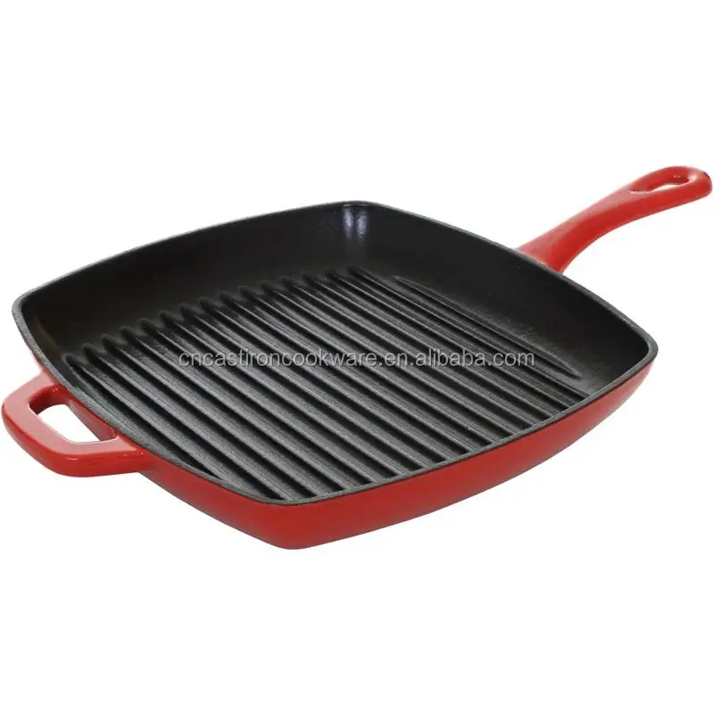 Bbq Grill Pan With Handle Cast Iron Nonstick Fry Pan Enameled Japanese