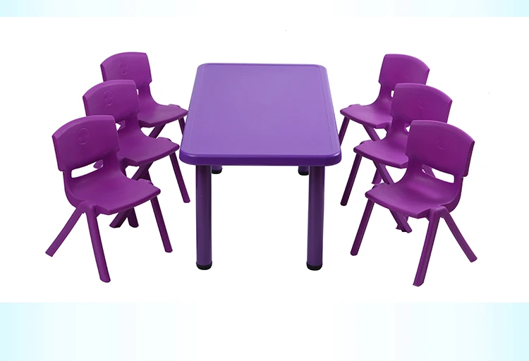 Pe Custom Injection Plastic Preschool Solid Table And Chairs Furniture 
