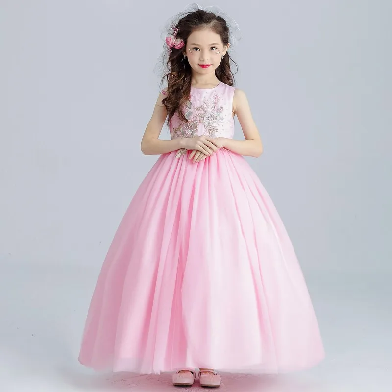 New Arrival Fahsion Elegant Princess Pink Long Embroidery Flower ...