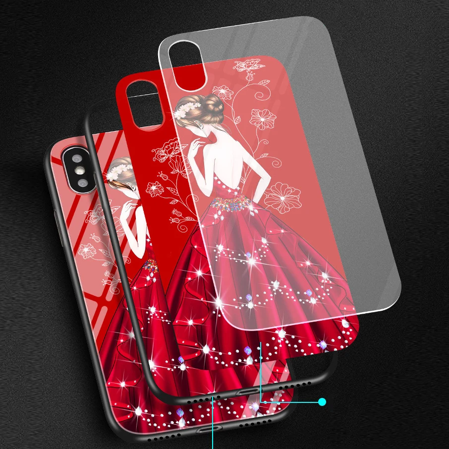 Design Mobile Phone Back Cover Tempered Glass Casing For Iphone X,Phone