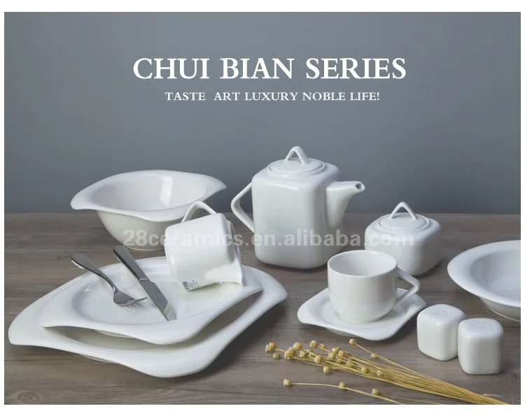Western Wedding Hotel White Porcelain 2019 Ceramic Breakfast Dinnerware Set, White Plates Sets Dinnerware<