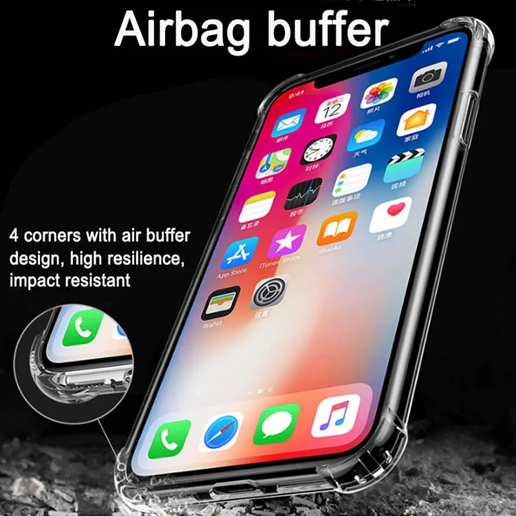 1.5mm Thicken High Quality Transparent TPU Phone Case Mobile Phone Case For Iphone X 7 8 Plus