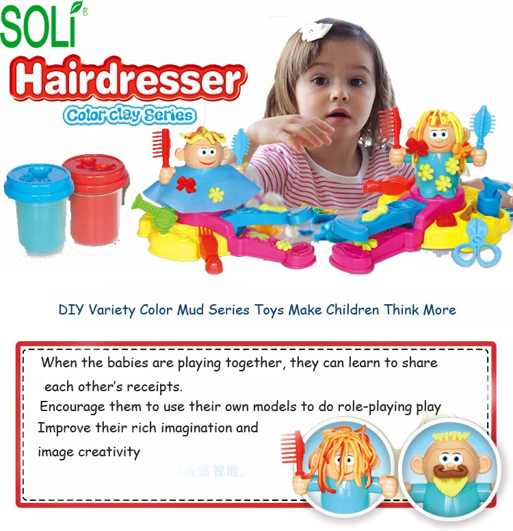 3D Hairdresser Clay Crazy Barber Shop Theme Plasticine Mold Tool Set DIY Toy Clay Toys Pretend Play Toy Hair Bring Joyful Box