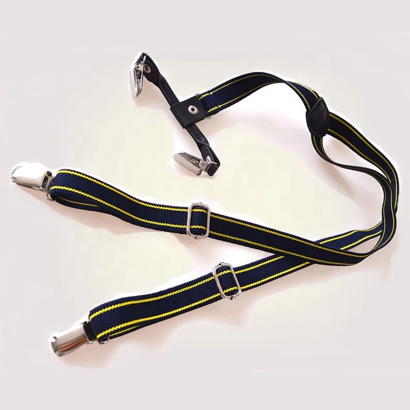 Mini Metal Adjustable Clips Student Braces Canvas Fabric Stripe Narrow Suspenders for Kids