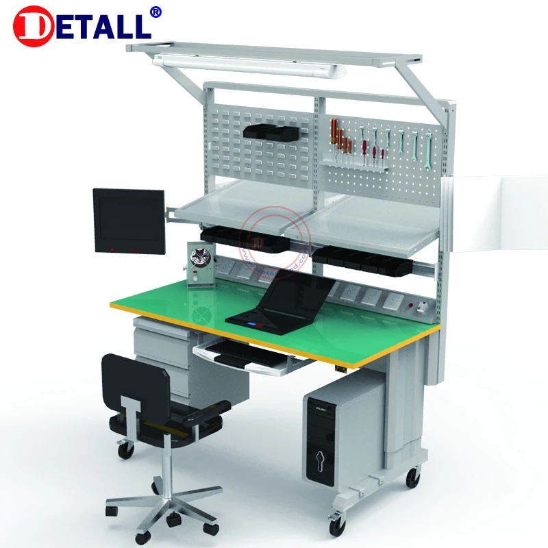 esd mobile stainless steel lab electrical workbench with drawers and pegbord repair work bench