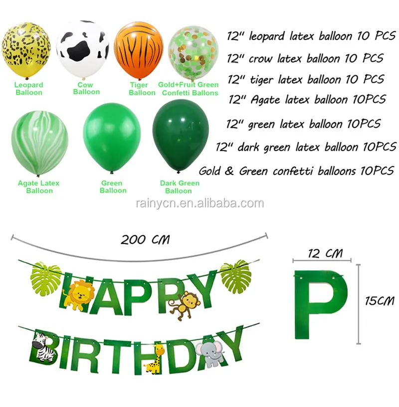 75pcs Jungle Party Balloons Decoration Kit Safari Party Baby