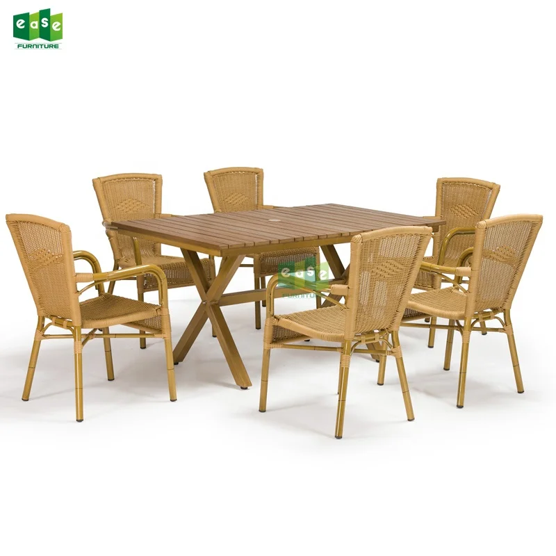 Furniture Bamboo Look Rattan Stackable Patio Dining Set -rome - Buy