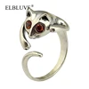 ELBLUVF 925 Sterling Silver Retro Antique Cartoon Animal Cat Open Adjustable Ring Jewelry