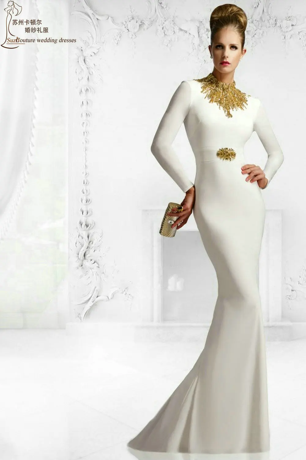 white velvet long sleeve dress