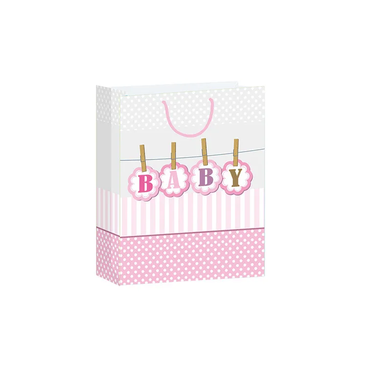 Simple Low Price Recycled Printing Baby Gift Paper Bag For Child With Handle
