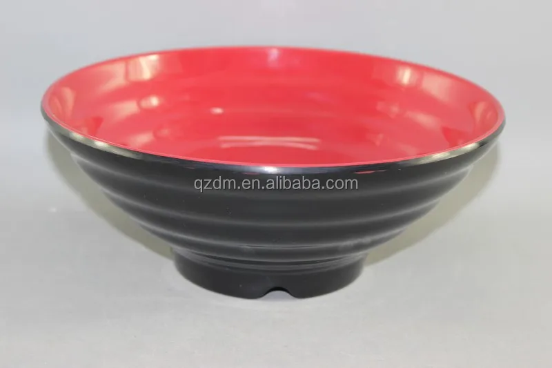 Red and black Melamine Noodle Bowl , Wave bowl