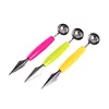 2-in-1 Stainless Steel Melon Baller & Carving Knife for Fruit Slicer Dig Pulp Separator and Carve
