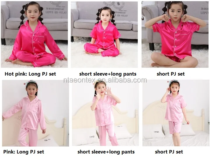 Children's Good Quality Silk Satin Pajamas Set Girls Satin Pajamas Not