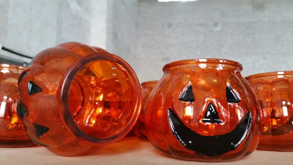 Pumpking Shaped Glass Candle Jars For Halloween Buy Glass Candle Jars