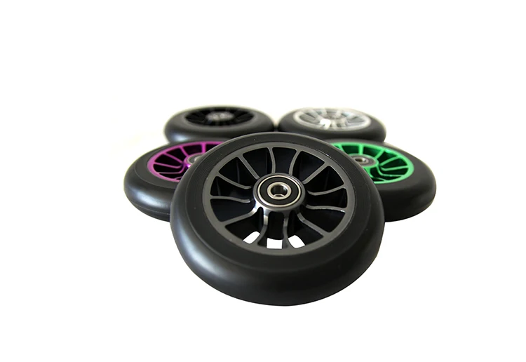 Freestyle Pro Stunt Scooter Wheel High Rebound Pu Tire 100mm Scooter Wheels With Cnc Alloy Core