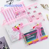 guangzhou stationery market export cartoon Pink leopard printing PVC transparent document bag office ring binder file folder