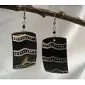 Rectangular Waves Cow Bone Earrings - Kenya