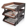 Three Layers Office Desk Organizer Leather File Document Holder Tray Rack