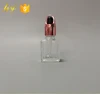 15ml rectangle clear glass e liquid bottle with Rose Gold basket topper