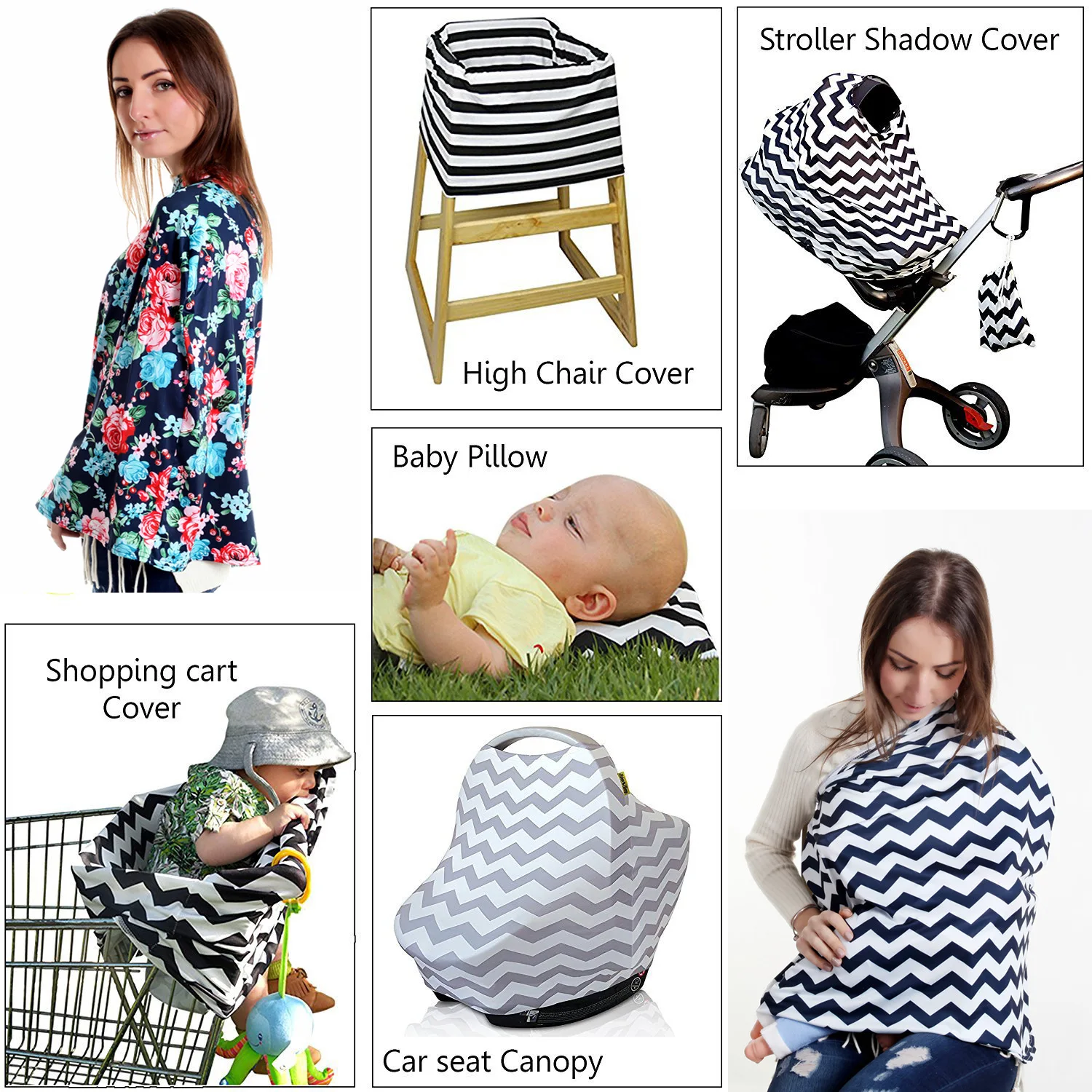 Car Seat Canopy Nursing Breastfeeding Cover Scarf Multi use Baby Car seat ... 