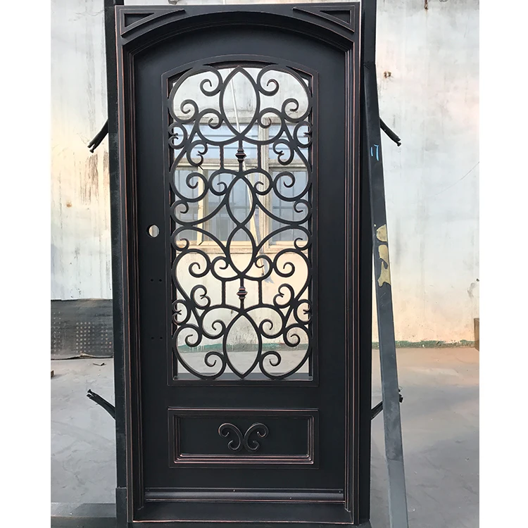 Good cheap chinese steel security doors forged apartment wrought iron single door