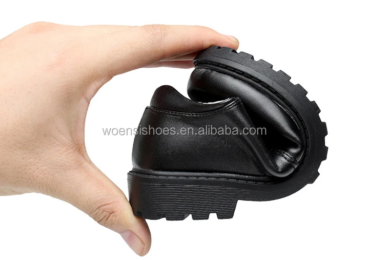 New custom factory wholesale kids black leather school uniform student shoes for boys