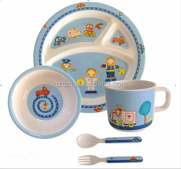 Color Box Package Melamine Dinner Sets For Children