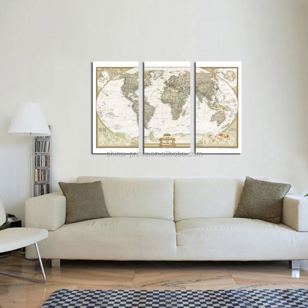 Mode Moderne Weltkarte Leinwand Wandkunst Fur Couch Wand Dekor Gestreckt Und Eingerahmt Fertig Zum Aufhangen Buy 3 Panel Leinwand Wandkunst Dekorative Beleuchtete Wandkunst Karte Poster Kunstdrucke Product On Alibaba Com