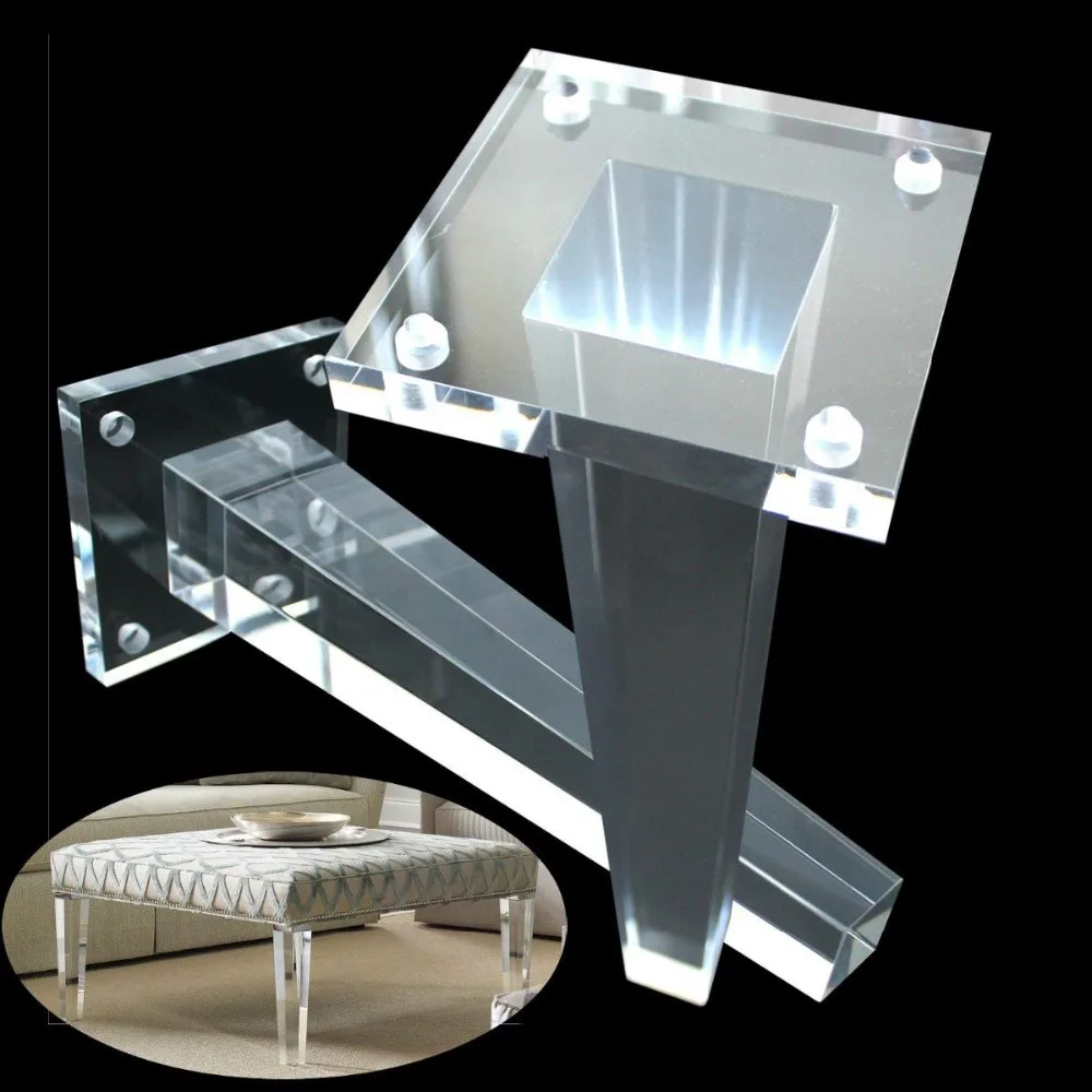 12 Inch Acrylic Coffee Table Legs Sofa Legs Square Cone Shape For