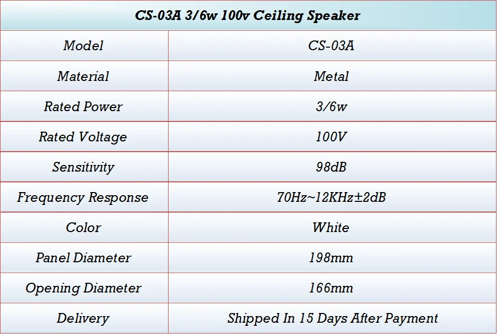 CS-03A 3/6w Ceiling Speaker Used in Public Address System - ANKUX.COM