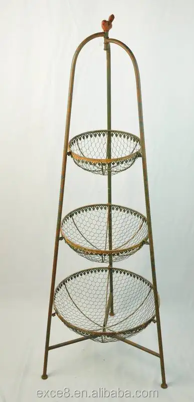 Rustic 3 Tier Floor Basket Stand Kitchen Rustic 3 Tier Floor Basket Stand Kitchen Metal Fruit Product On Alibaba