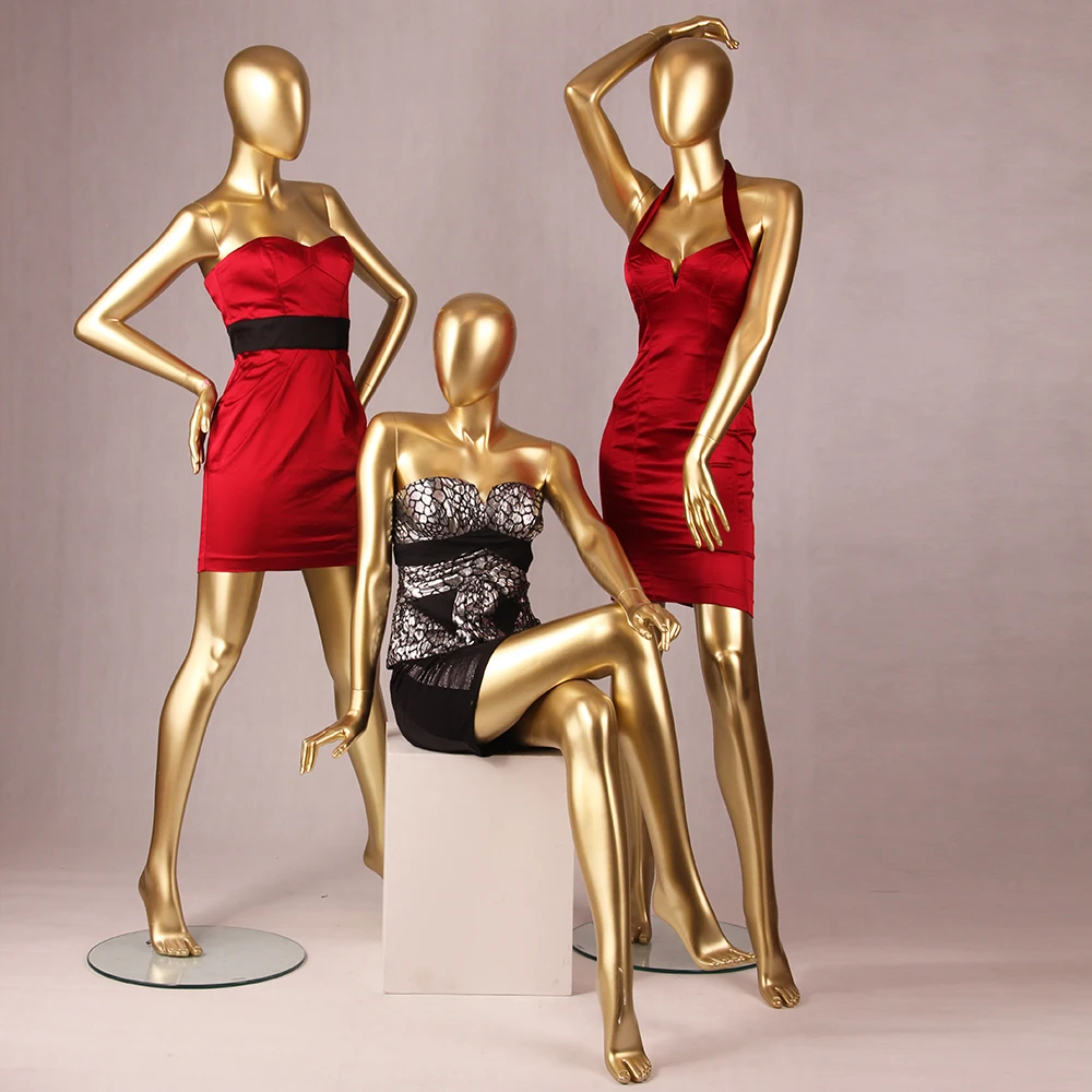 Size 2 Female Gold Sitting Fiberglass Mannequin Shoe Size 7 