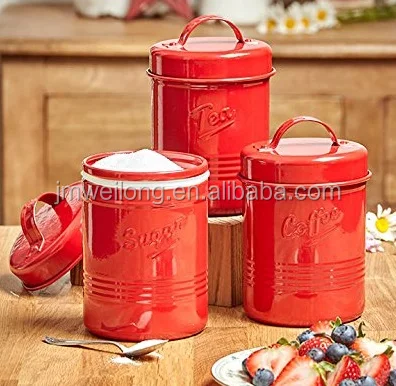 orange kitchen tea coffee sugar canisters