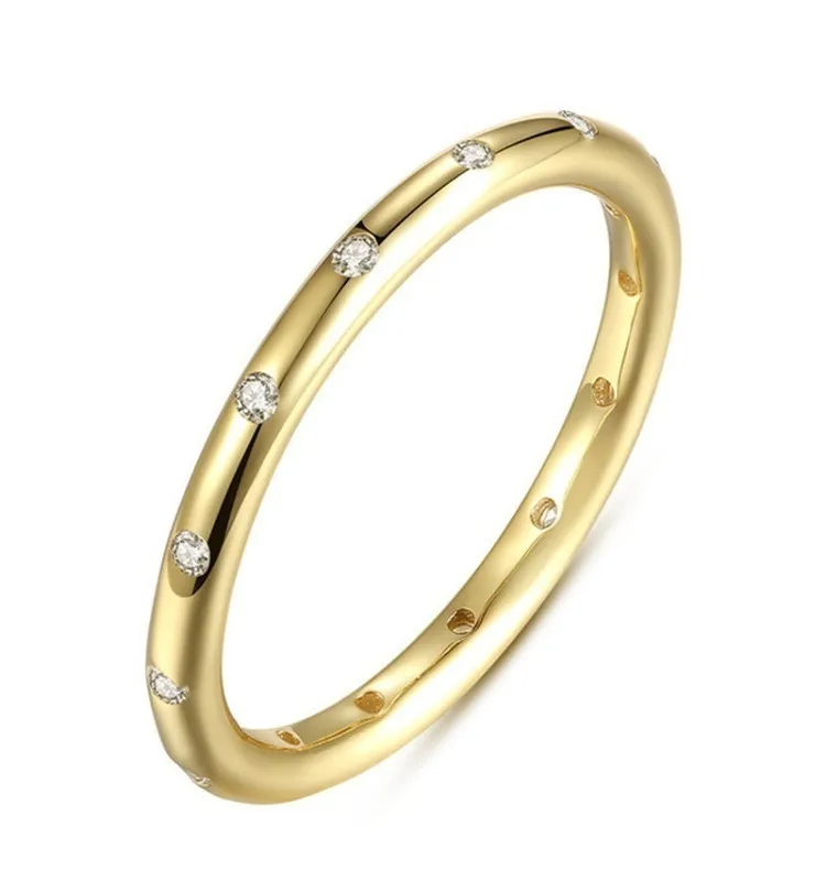 Fashion Elegant Double Cristal Bague De Fiançailles 18K gold filled Ring USA 6//7//8//9
