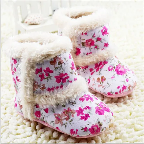 2015 Fashion Winter Warm Flowers Baby Shoes Cotton Padded Baby Snow Boots Infant Toddler Girl s