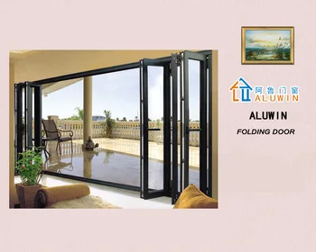 Heat Insulated Aluminum Wood Clad Folding Door With Kin Long Heat Insulated Aluminum Wood Clad Folding Door With Kin Long Hardware